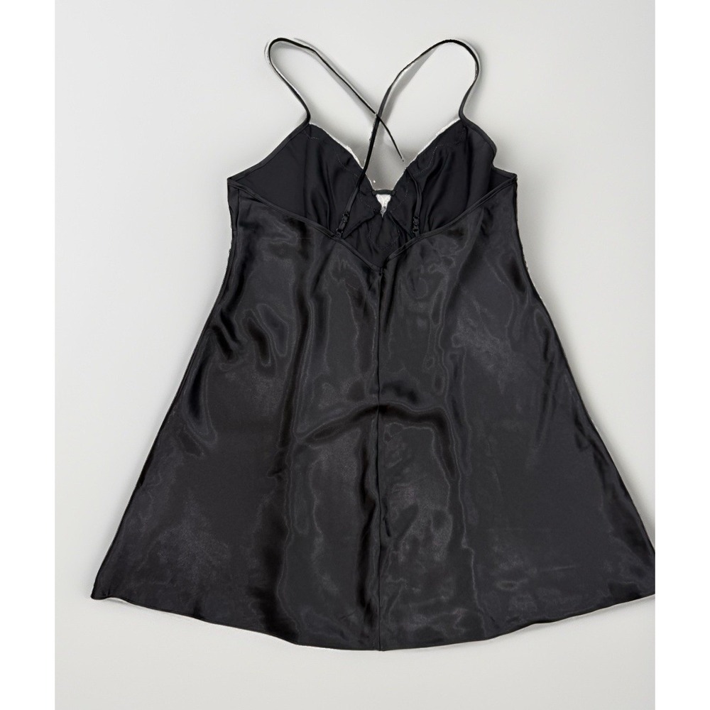 Apt. 9 Slip Dress Women's XL Black Satin White Lace Trim Romantic Coquette - Picture 2 of 5